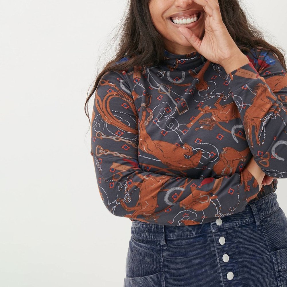 Anthropologie Adventurer Horses Mock Neck Top - Picture 4 of 5